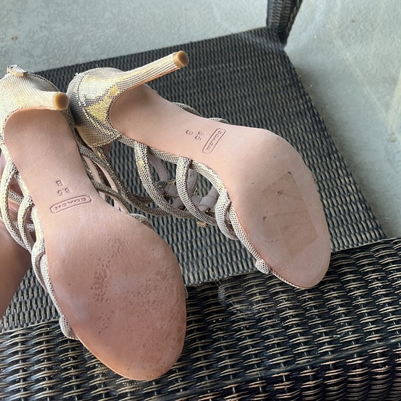 Coach 8.5 Laila Dot Met evening Leather high heels pump shoes sandals stiletto - Picture 5 of 14